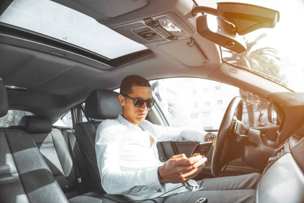 man inside the car