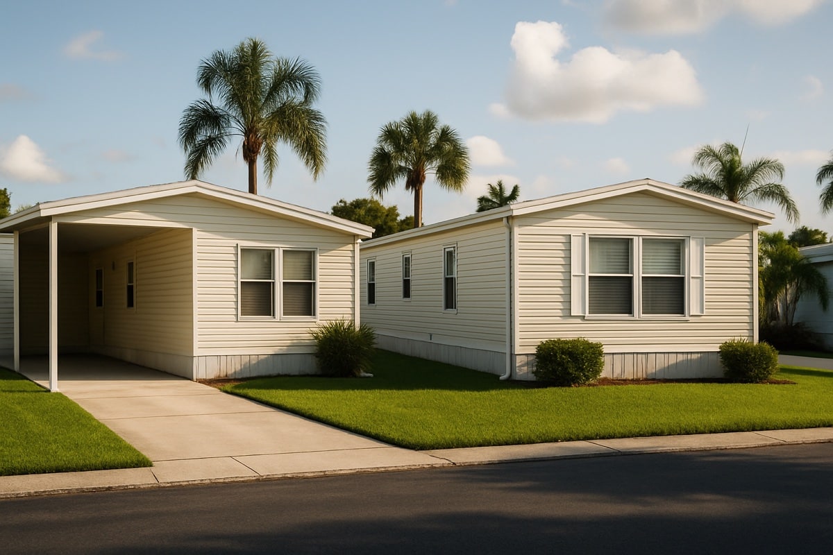 Two similar Florida manufactured homes side by side for insurance comparison